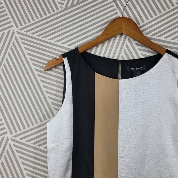 White House Black Market Shirt size Small Tunic top Color Block Assymetric - Picture 2 of 7
